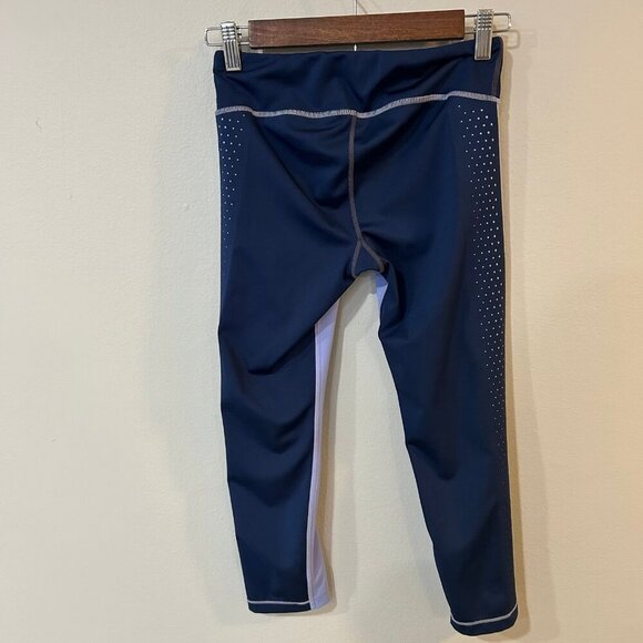 Athleta Girl Spring It On Capri Blue Tight Legging Color Block Youth Size XL 14 - Picture 4 of 6